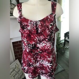 White House Black Market low cut sleeveless topknot top. EUC
